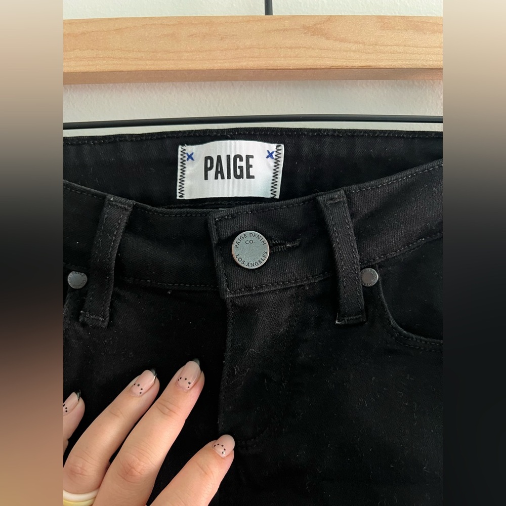 Paige Verdugo Crop Black Skinny Jeans Women’s Size 24 - Picture 3 of 7